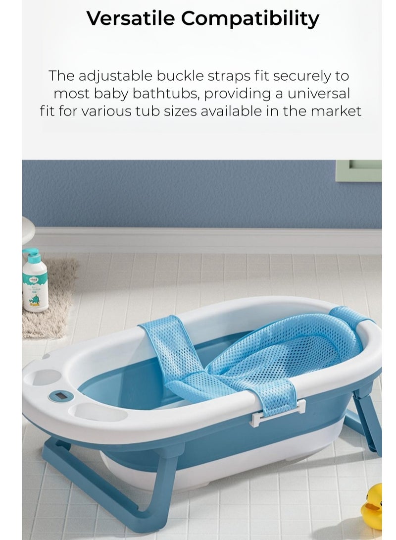 TEN-M JOURNEY Baby Bath Mat, Adjustable Infant Bath Support Pillow Mat for Newborn Toddler, Baby Bathtub Pad Comfortable Non-Slip Cushion for 0-3 Years Blue  - Image 5
