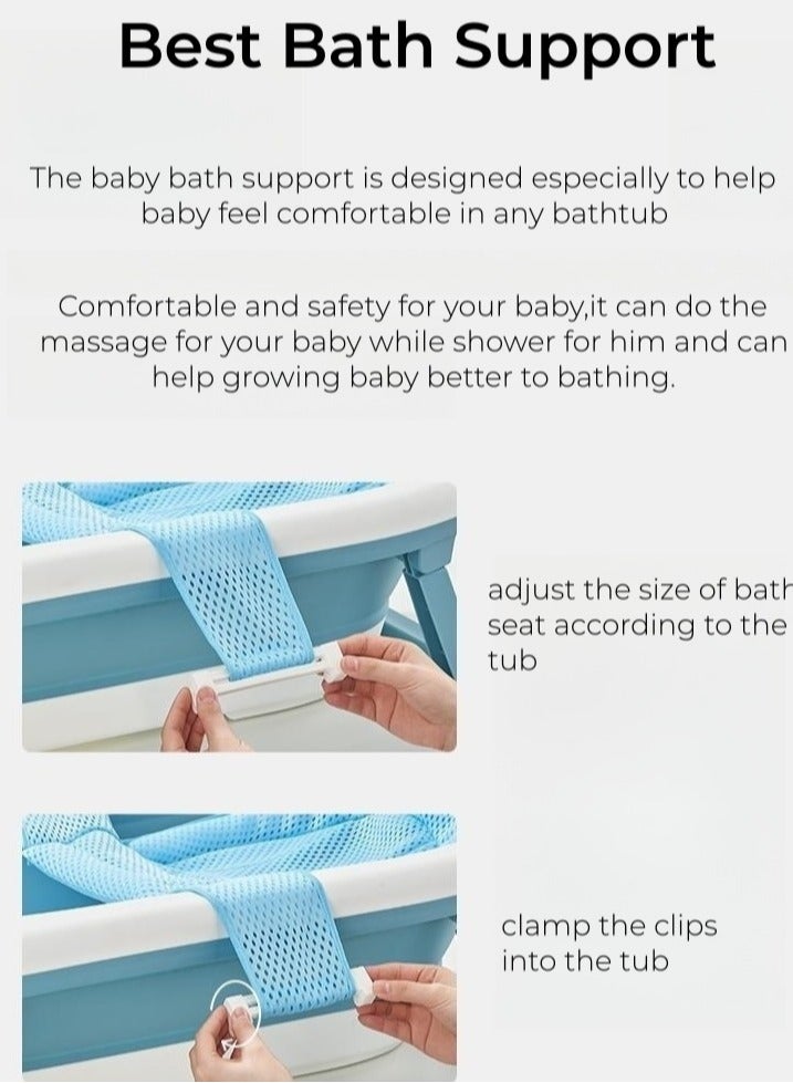 TEN-M JOURNEY Baby Bath Mat, Adjustable Infant Bath Support Pillow Mat for Newborn Toddler, Baby Bathtub Pad Comfortable Non-Slip Cushion for 0-3 Years Blue  - Image 4