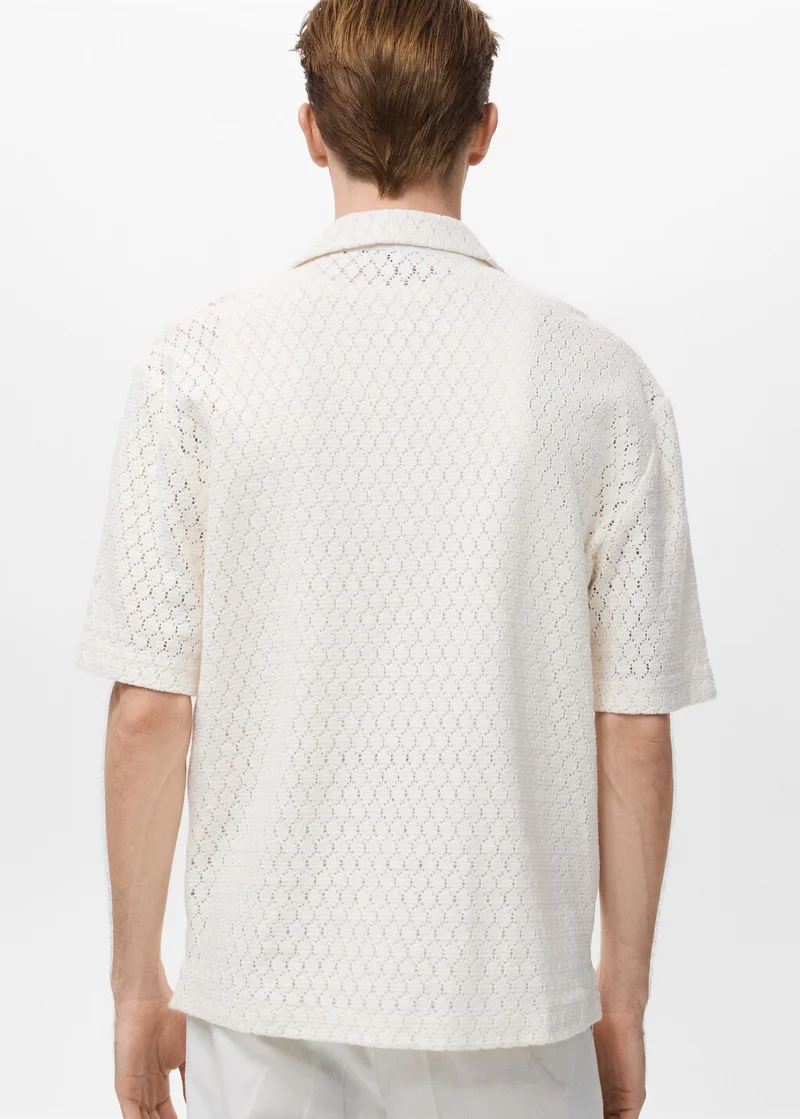 مانجو Cotton Blouse With Openwork Detail