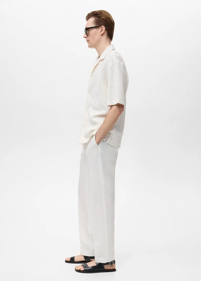Mango Man  Cotton Blouse With Openwork Detail for Men | Best Price UAE