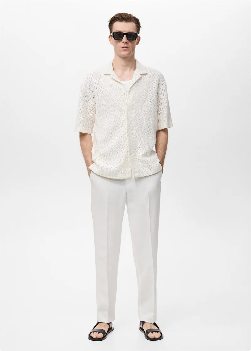 Mango Man  Cotton Blouse With Openwork Detail for Men | Best Price UAE