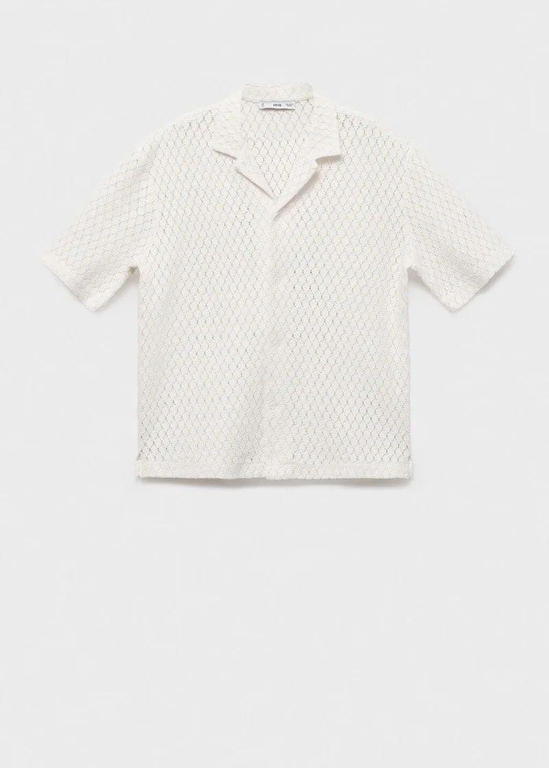 Mango Man  Cotton Blouse With Openwork Detail for Men | Best Price UAE