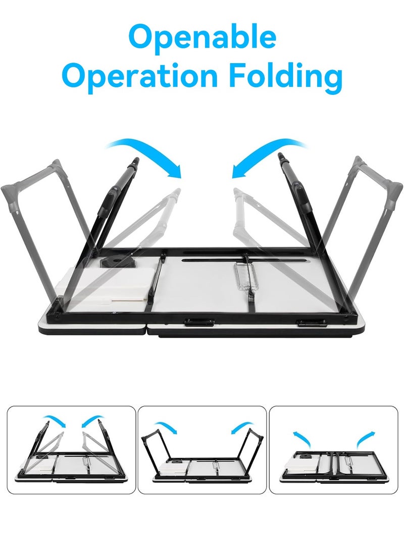 LEOKOR Foldable Laptop Table, Portable Bed Desk for Laptop, Adjustable Laptop Lapdesks with 7 Adjustable Angles, Storage Drawer, Cup Holder - Image 5