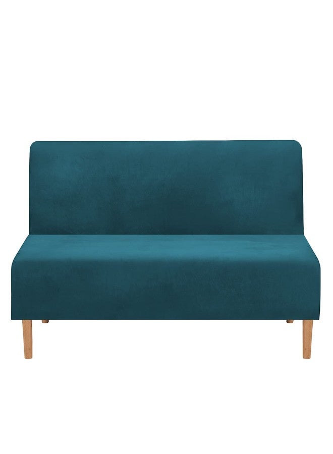 ميفكسين غطاء أريكة قابل للطي من المخمل المطاطي بدون مساند للذراعين من MIFXIN، واقي أثاث مرن للأريكة القابلة للطي، مناسب لأريكة سرير متحركة بدون مساند للذراعين (أزرق داكن مخملي) - Image 1