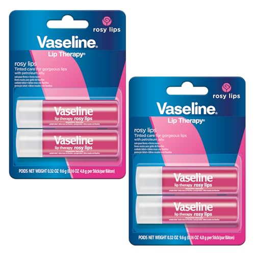 Vaseline Lip Therapy Care Rosy, Fast-Acting Nourishment, Ideal for Chapped, Dry, Cracked, or Damaged Lips, Lip Balm, 2-Pack of 2, 0.16 Oz Each, 4 Lip Balms - Image 1