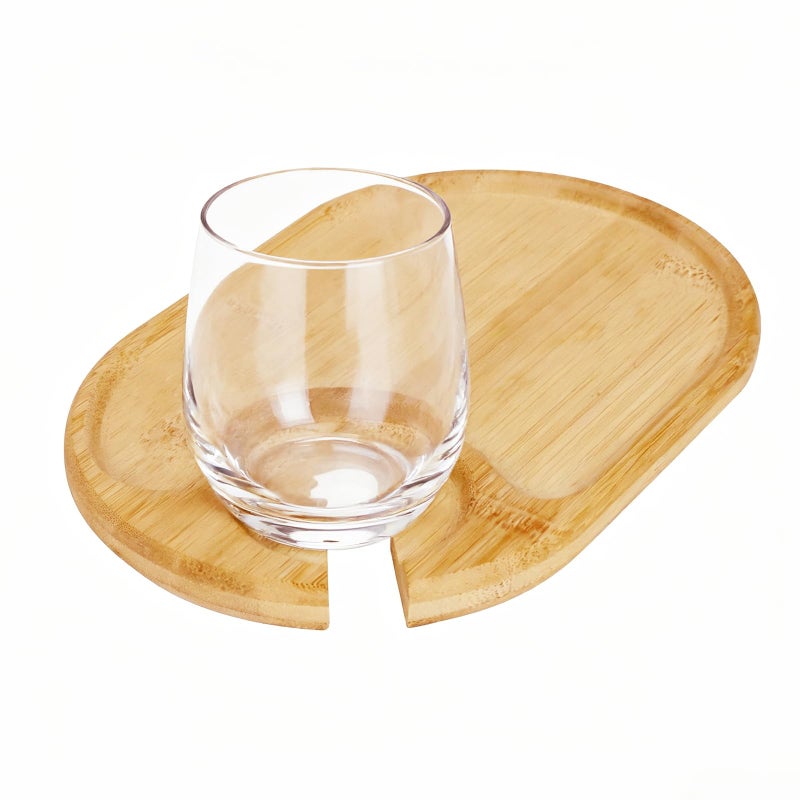 Liyeeeuo 4 PCS Wine Appetizer Platesï¼ŒIndividual Mini Charcuterie Boardsï¼ŒWine Glass Topper Appetizer Platesï¼ŒCocktail Plate with Glass Holderï¼ŒCheese Board with Wine Holder - Image 2