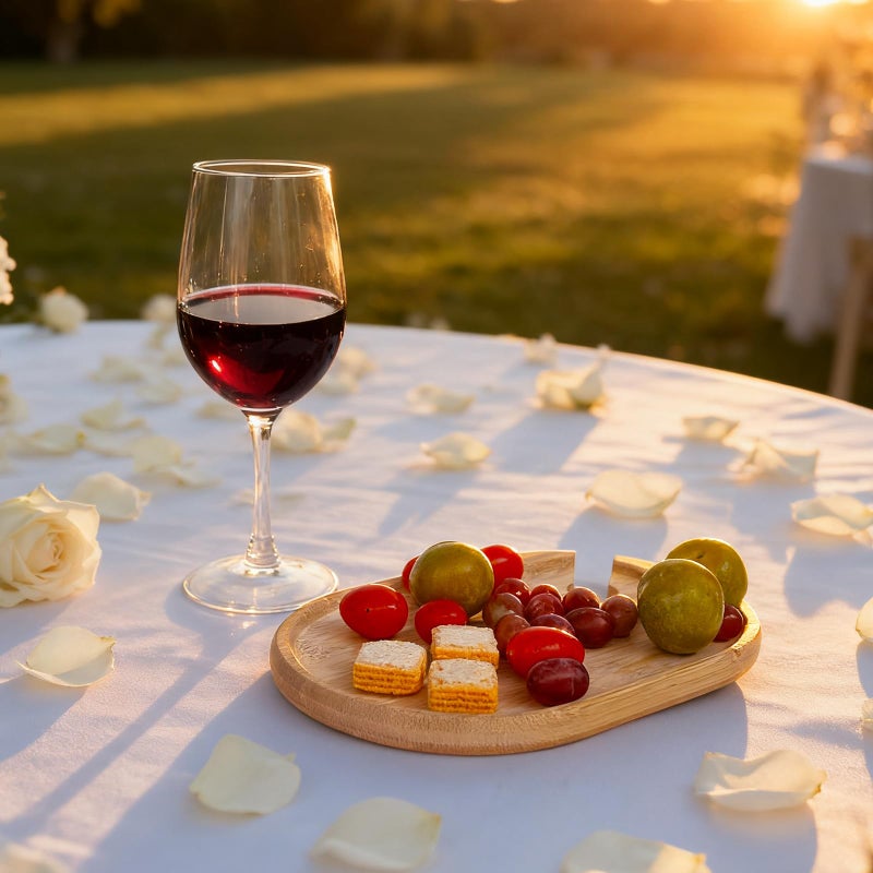 Liyeeeuo 4 PCS Wine Appetizer Platesï¼ŒIndividual Mini Charcuterie Boardsï¼ŒWine Glass Topper Appetizer Platesï¼ŒCocktail Plate with Glass Holderï¼ŒCheese Board with Wine Holder - Image 5