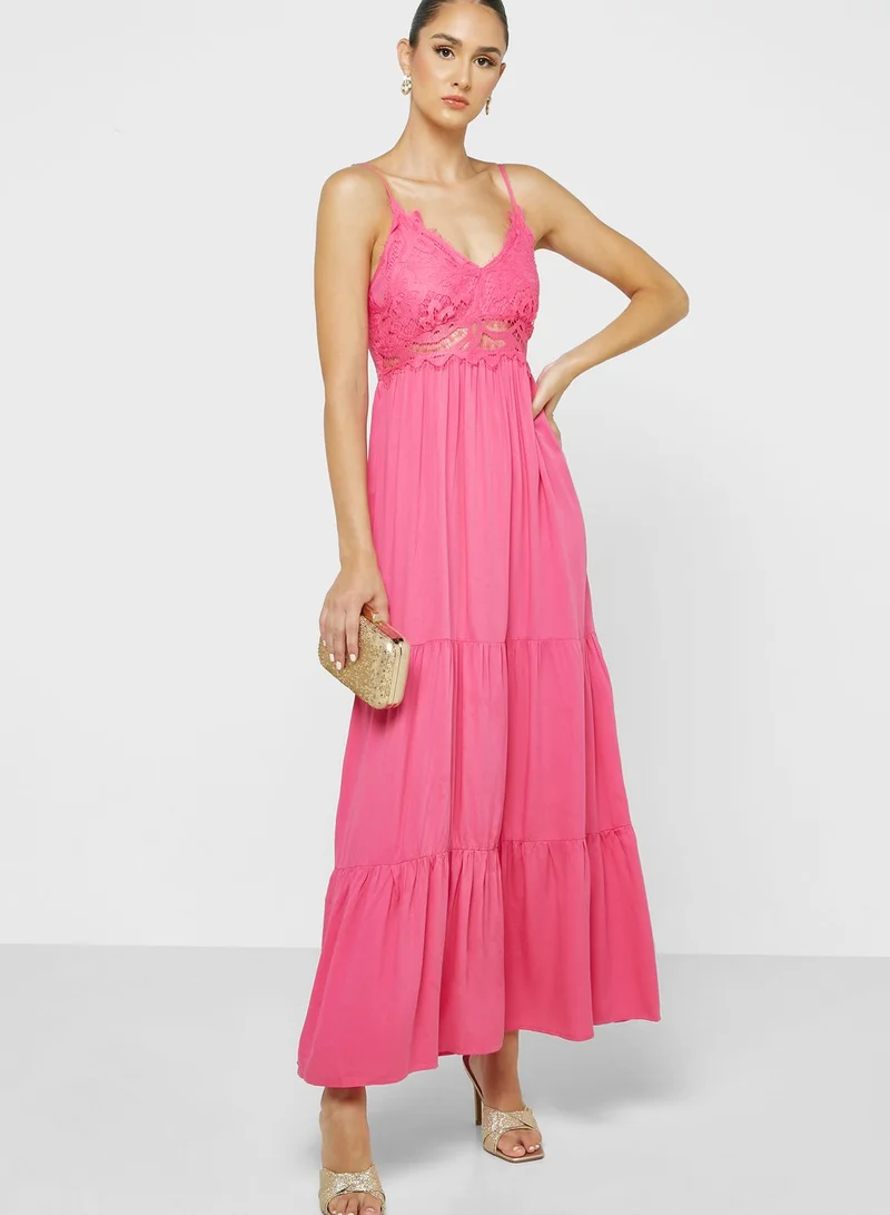 ELLA Lace Detail Tiered Dress