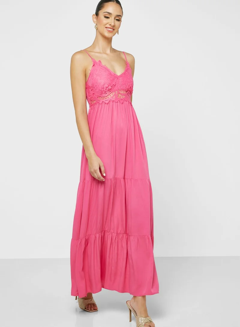 ELLA Lace Detail Tiered Dress