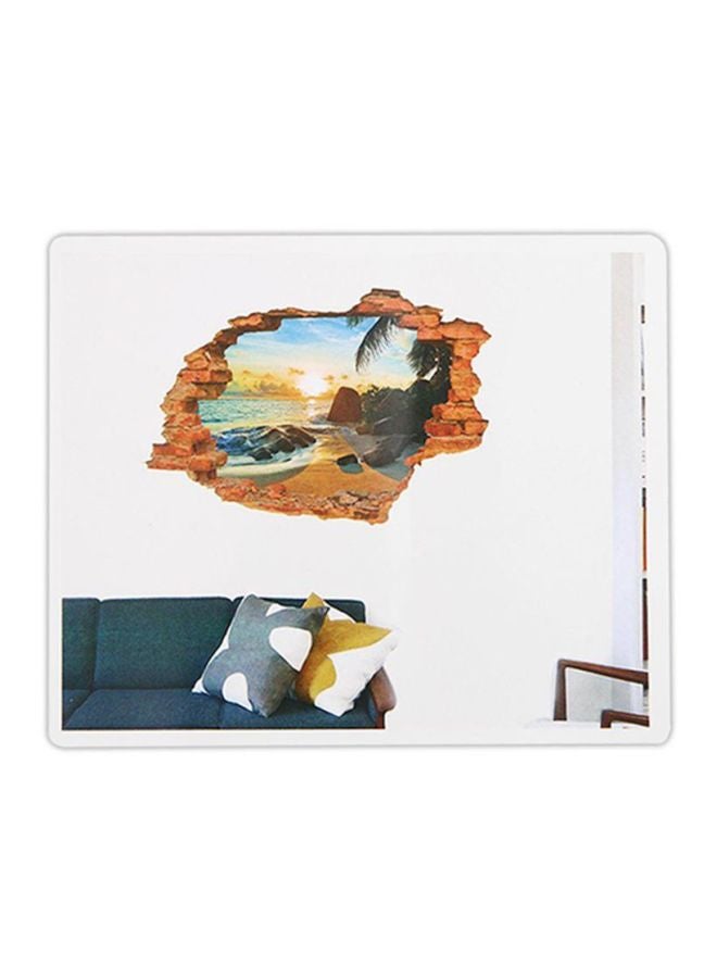OUTAD 3D Sunshine Beach Scenery Wall Sticker Multicolour - Image 2