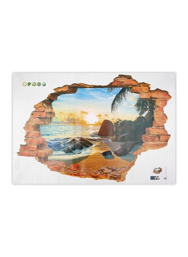 OUTAD 3D Sunshine Beach Scenery Wall Sticker Multicolour - Image 1