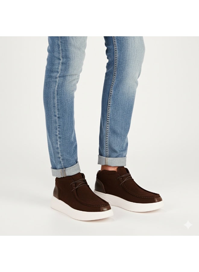 إيتاليانو حذاء رجالى برباط انيق مصنوع من شمواه جلد طبيعي - مزود بنعل رابر تركي مريح - Image 1