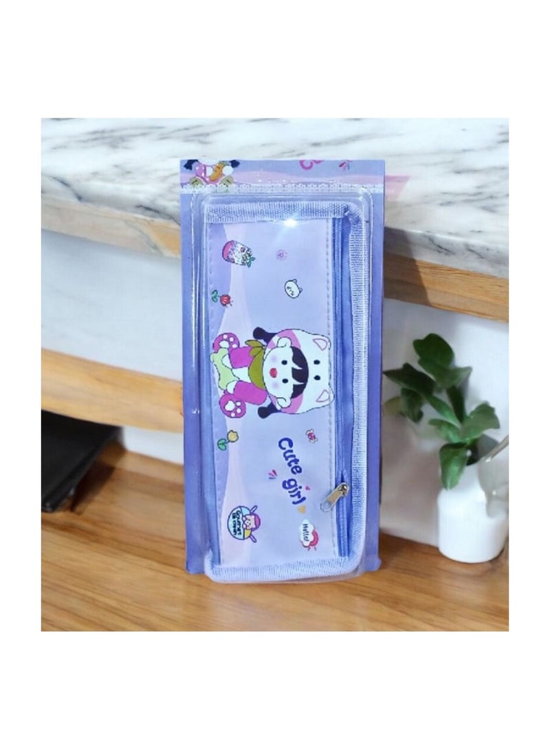 Generic A high-quality cloth pencil case from Andalusia with two metal zipper pockets in a cute design for school and students