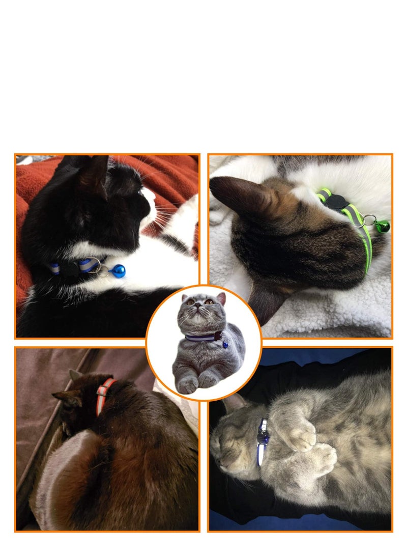Cat Collars with Bell, Breakaway Cat Collar with Bell, Reflective Cat Collar, Nylon Cat Collar Cat Collars / 10 Pcs Multi-colored