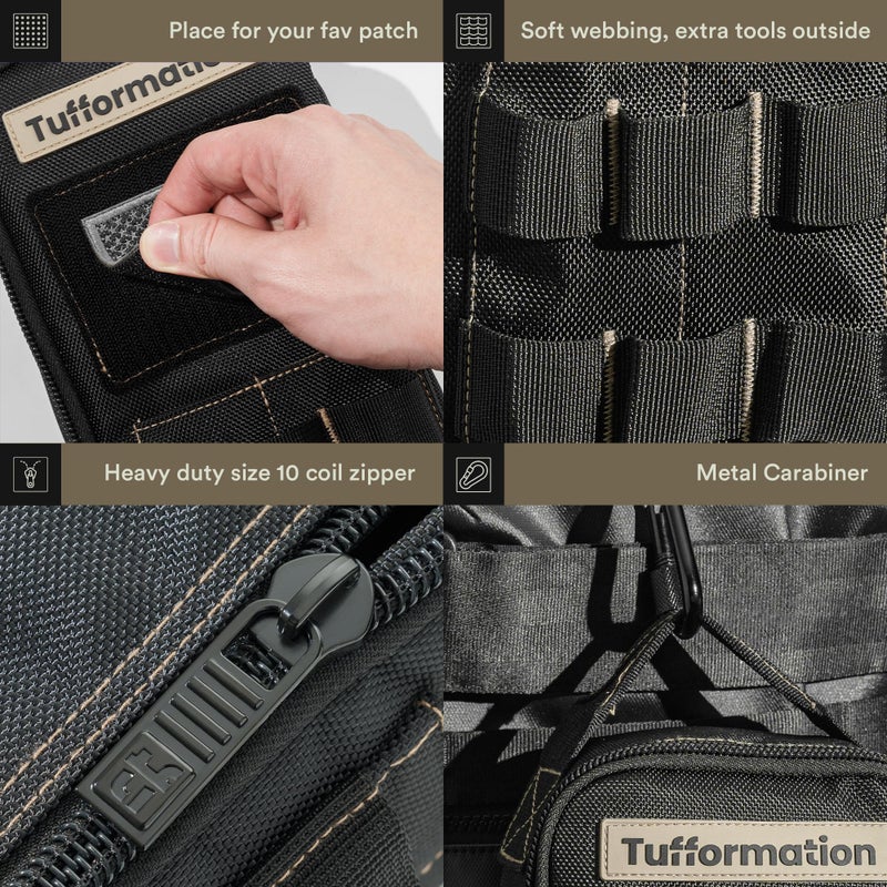Tufformation حقيبة أدوات صغيرة ثقيلة التحمل من تافورماتيون، حقيبة تنظيم محمولة مع مقبض بسحاب. مثالية للاستخدام اليومي، الدراجات النارية، الدراجات الهوائية، الكهربائيين والمزيد. - Image 5