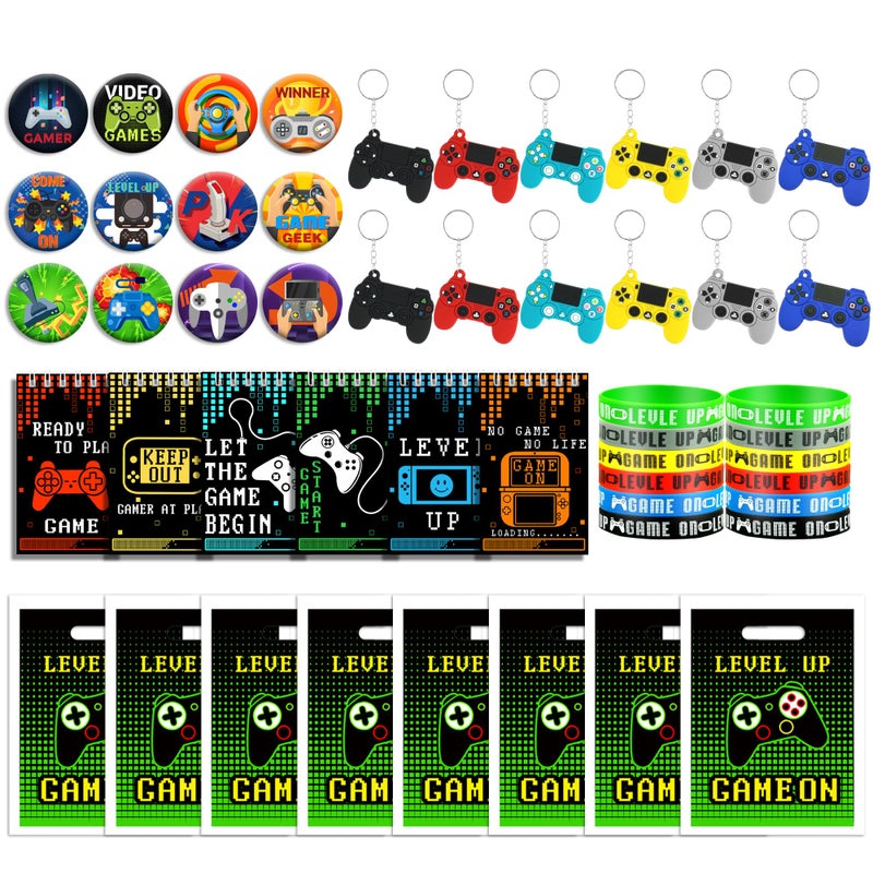BANBALLON 54 PCS Video Game Party Favors Video Game Theme Notepads Wristbands Keychains For Level Up Party Gamer Birthday Party Classroom Rewards Supplies - Image 2