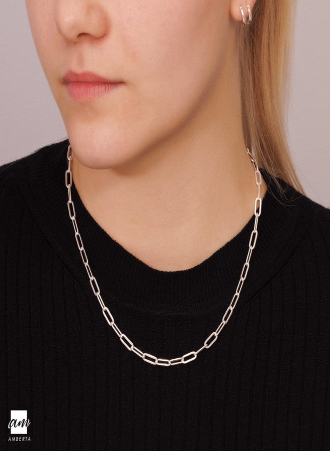 Amberta Women's 925 Sterling Silver Paperclip Chain: 4.4 mm 40 cm/16 inch - Image 2