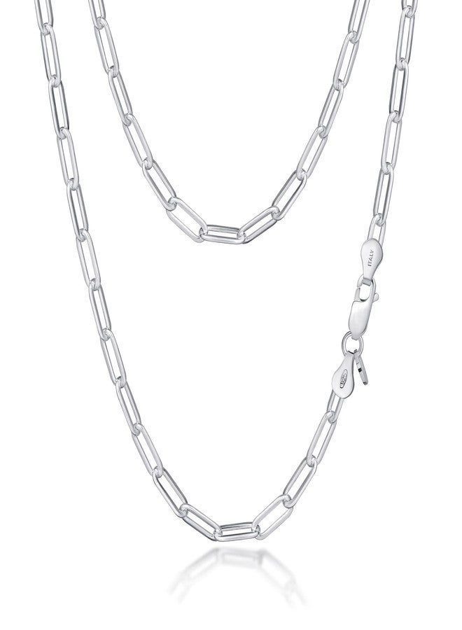 Amberta Women's 925 Sterling Silver Paperclip Chain: 4.4 mm 40 cm/16 inch - Image 1