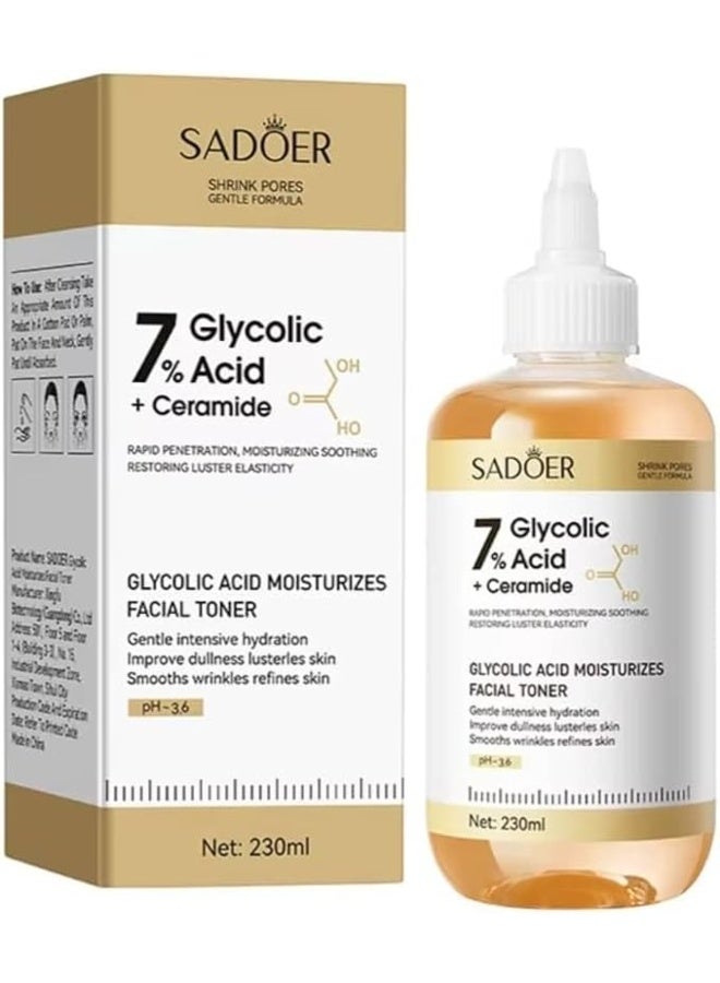 SADOER Glycolic Acid 7% Facial Toner with Ceramides, Moisturizing and Anti-Wrinkle 230ml - Image 1