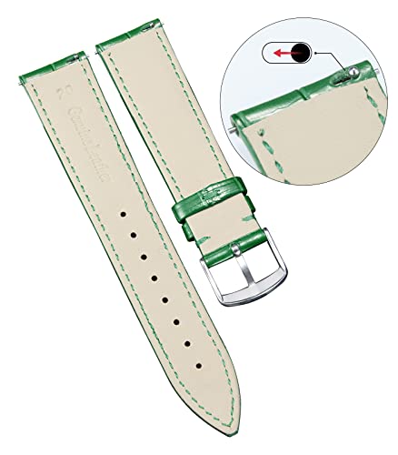 BINLUN Leather Watch Band Genuine Calfskin Replacement Watch Strap Quick Release Crocodile Pattern 10 Colors 13 Sizes for Men Women（Green,12MM） - Image 3