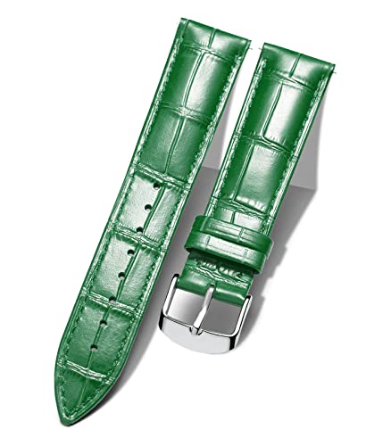 BINLUN Leather Watch Band Genuine Calfskin Replacement Watch Strap Quick Release Crocodile Pattern 10 Colors 13 Sizes for Men Women（Green,12MM） - Image 1