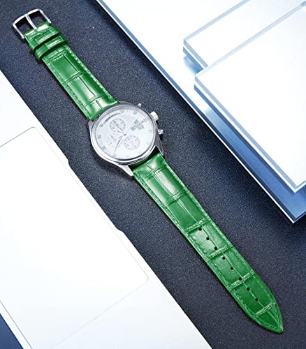 BINLUN Leather Watch Band Genuine Calfskin Replacement Watch Strap Quick Release Crocodile Pattern 10 Colors 13 Sizes for Men Women（Green,12MM） - Image 2