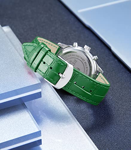BINLUN Leather Watch Band Genuine Calfskin Replacement Watch Strap Quick Release Crocodile Pattern 10 Colors 13 Sizes for Men Women（Green,12MM） - Image 4