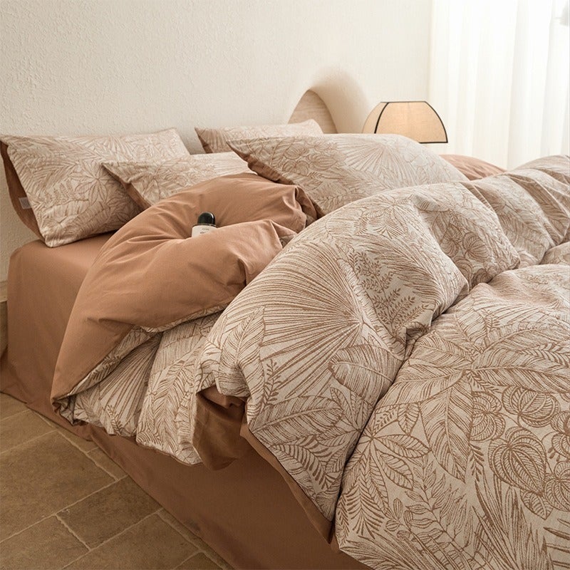 100% Cotton Three-Layer Yarn-Dyed Bedding Set - Luxurious Retro Style