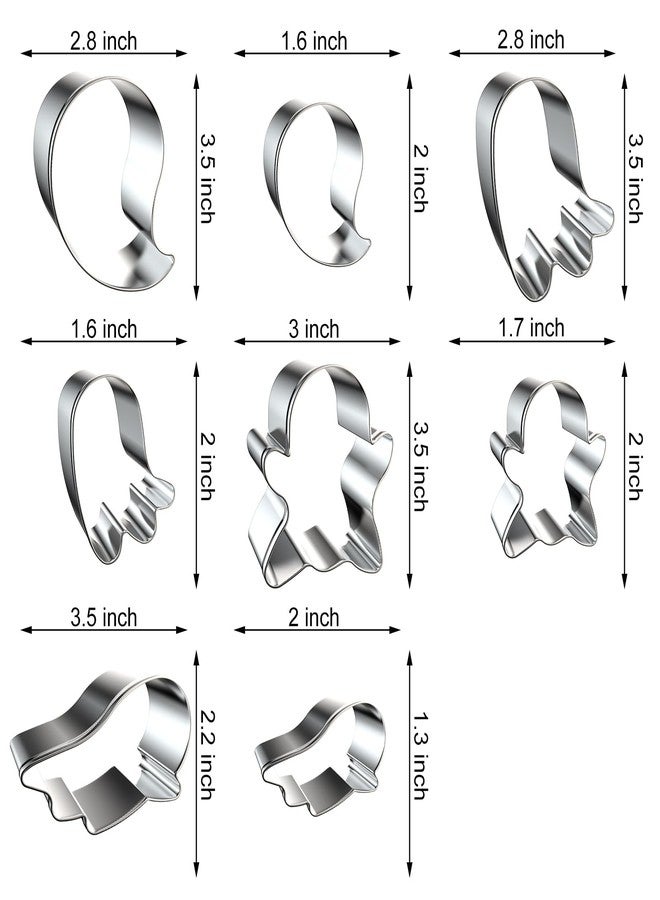 azflyife Ghost Cookie Cutter Set - Large and Small - 8 Pieces Stainless Steel Metal Biscuit Fondant Mold Cookie Cutters Shapes for Baking - Image 2
