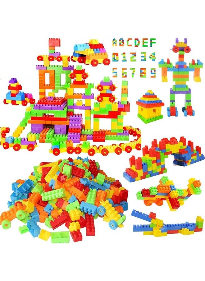 FunBlast FunBlast DIY Plastic Small Size Building Blocks for Kids, 120+ Pcs Building Blocks Toy for Kids Puzzle Games for Kids - DIY Toys for Children Educational - (120+ Blocks with 22 Wheels)  - Image 1