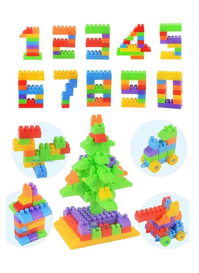 FunBlast FunBlast DIY Plastic Small Size Building Blocks for Kids, 120+ Pcs Building Blocks Toy for Kids Puzzle Games for Kids - DIY Toys for Children Educational - (120+ Blocks with 22 Wheels)  - Image 2