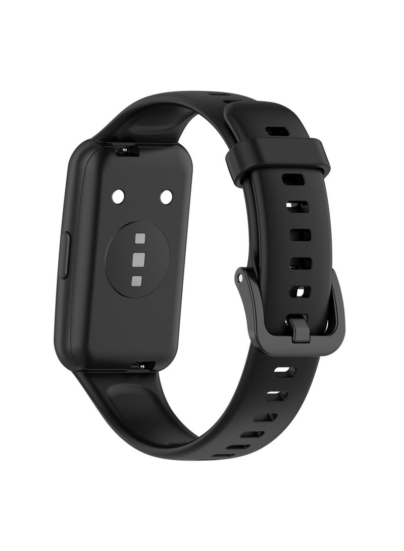Straps Compatible with Huawei Band 7 Soft TPU Band for Men and Women,Black  - Image 2
