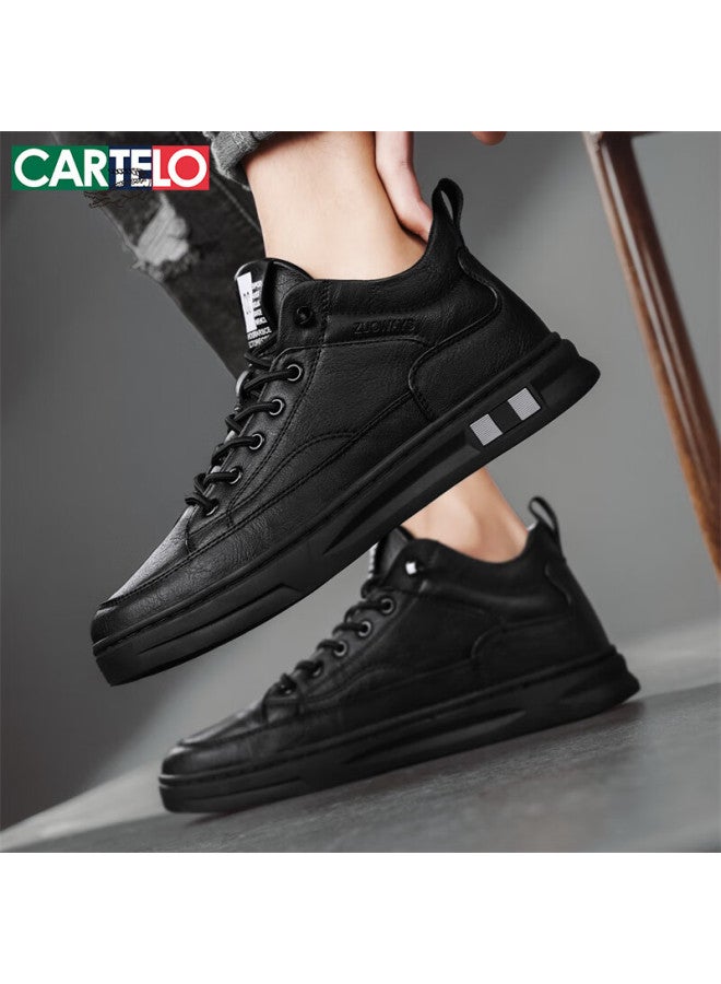 Cartelo Men's Autumn Winter Fashion Casual Leather Slip-on Shoes Comfortable Soft Sole Black Size 42 - Image 5
