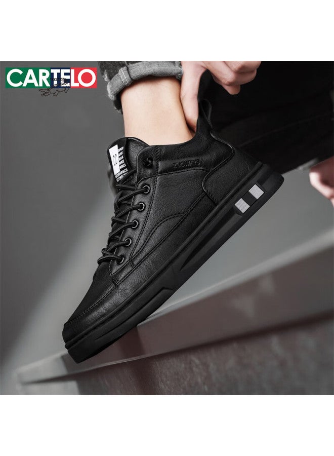 Cartelo Men's Autumn Winter Fashion Casual Leather Slip-on Shoes Comfortable Soft Sole Black Size 42 - Image 4
