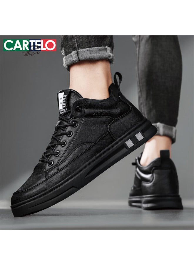 Cartelo Men's Autumn Winter Fashion Casual Leather Slip-on Shoes Comfortable Soft Sole Black Size 42 - Image 2