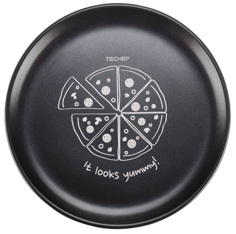 Techef TeChef - 14-inch Pizza Pan with Teflon Select Non-Stick Coating (PFOA Free) / DuPont Print Designs Technology (Pizza - White)  - Image 1