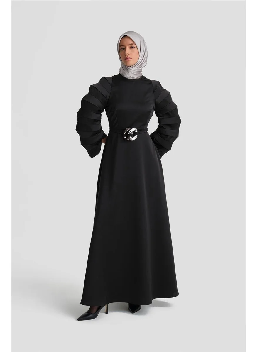 ARMINE Accordion Sleeve Elegant Dress 24K9900 Black