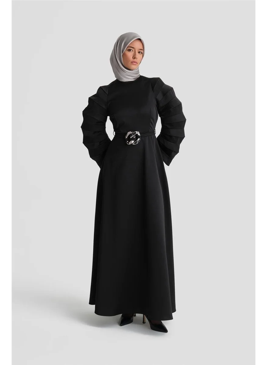 ARMINE Accordion Sleeve Elegant Dress 24K9900 Black