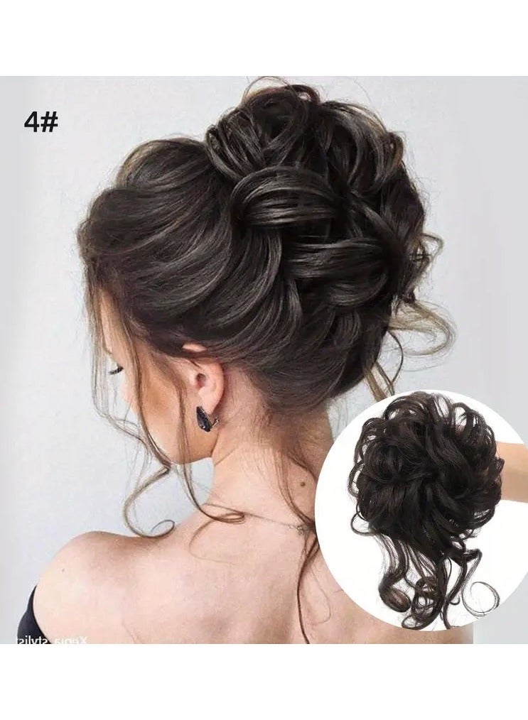 ORiTi Add Volume and Style with Synthetic Messy Curly Hair Bun Chignon Scrunchy Hair Band! Hair Accessories - Image 1