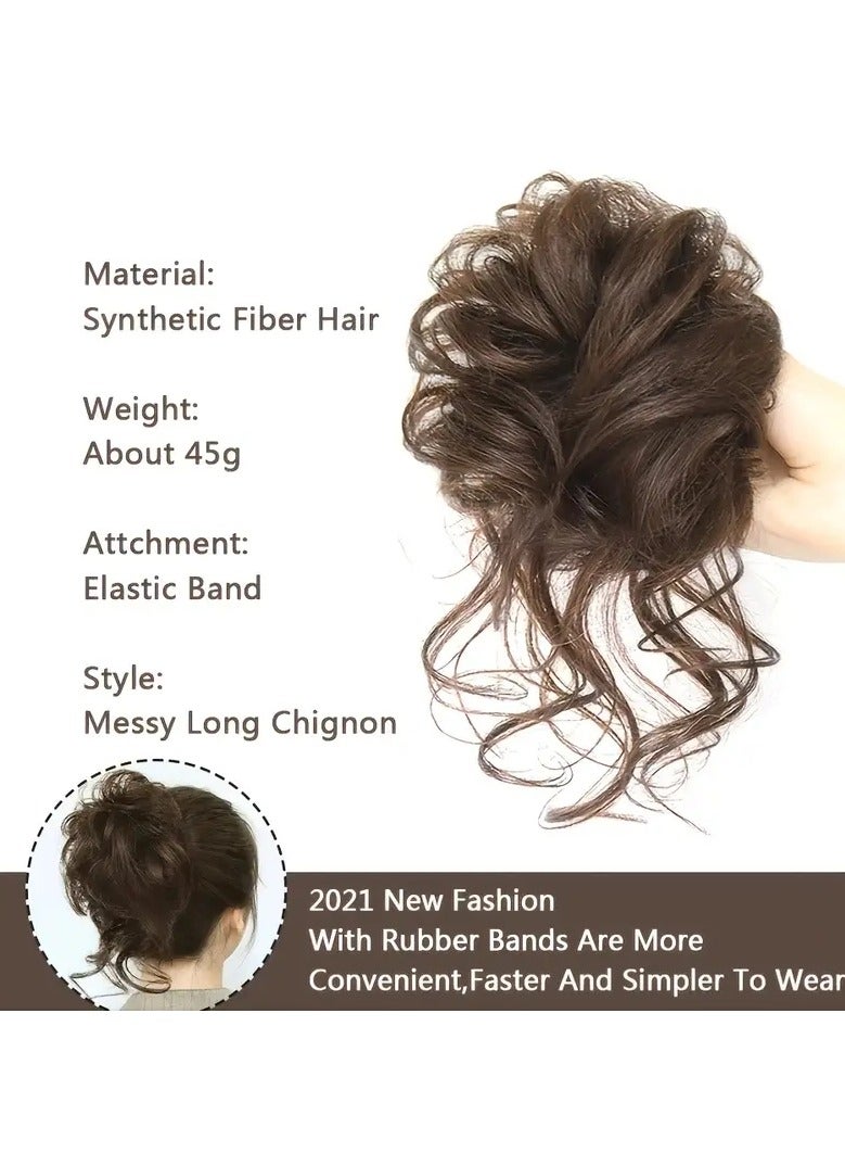 ORiTi Add Volume and Style with Synthetic Messy Curly Hair Bun Chignon Scrunchy Hair Band! Hair Accessories - Image 4