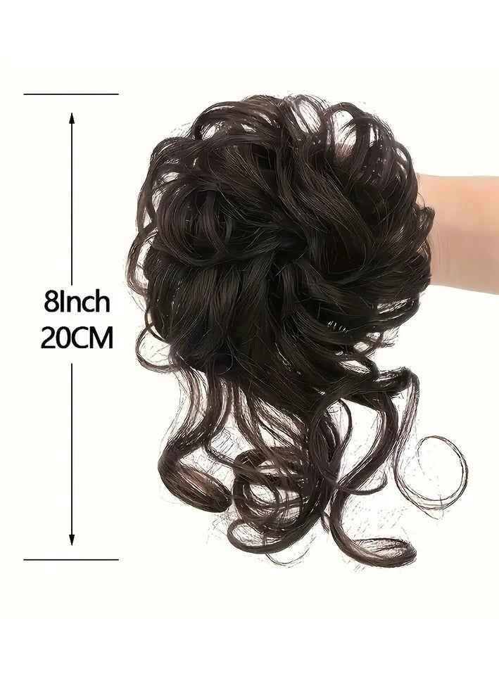 ORiTi Add Volume and Style with Synthetic Messy Curly Hair Bun Chignon Scrunchy Hair Band! Hair Accessories - Image 5