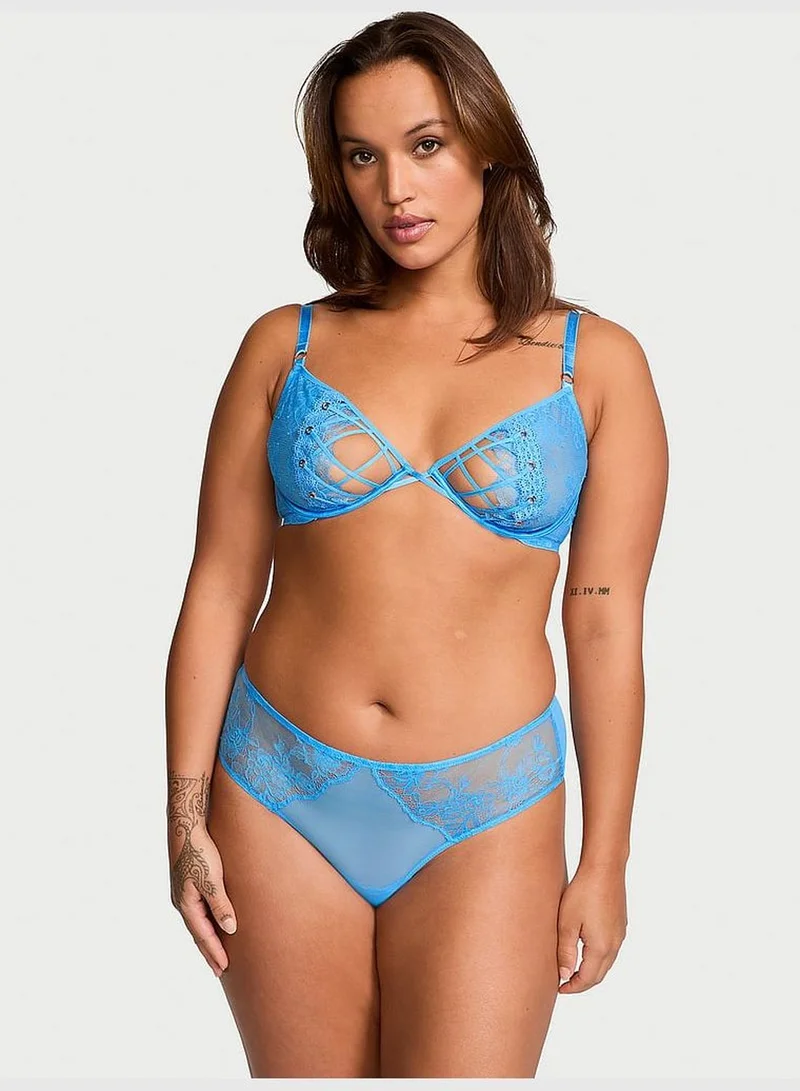 Victoria's Secret Rose Lace & Grommet Open-Back Cheeky Panty