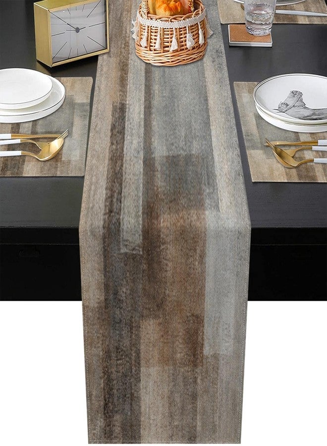 ArtSocket طقم مفارش طاولة وأطباق من ArtSocket Farmhouse مكون من 6 قطع، لوحة فنية تجريدية باللونين البني والرمادي لتزيين غرفة الطعام للاستخدام اليومي (مفرش طاولة واحد بطول 72 بوصة و6 مفارش أطباق). - Image 5