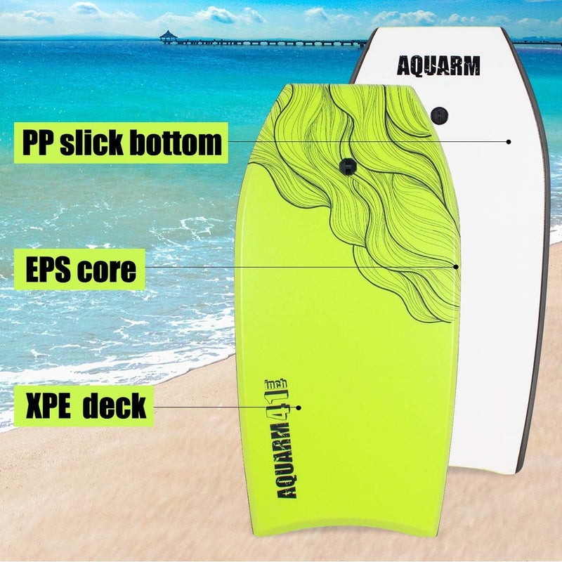 AQUARM XPE Bodyboard 33-inch/36-inch/41-inch Bodyboarding with Premium Wrist Leash and Fin Tethers, Super Lightweight & Slick Bottom Perfect Surfing for Kids Teens and Adults - Image 3