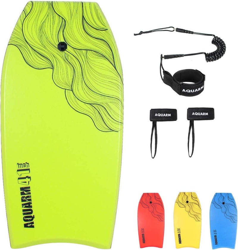 AQUARM XPE Bodyboard 33-inch/36-inch/41-inch Bodyboarding with Premium Wrist Leash and Fin Tethers, Super Lightweight & Slick Bottom Perfect Surfing for Kids Teens and Adults - Image 1