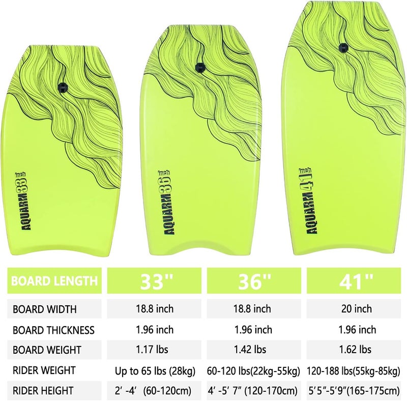 AQUARM XPE Bodyboard 33-inch/36-inch/41-inch Bodyboarding with Premium Wrist Leash and Fin Tethers, Super Lightweight & Slick Bottom Perfect Surfing for Kids Teens and Adults - Image 4