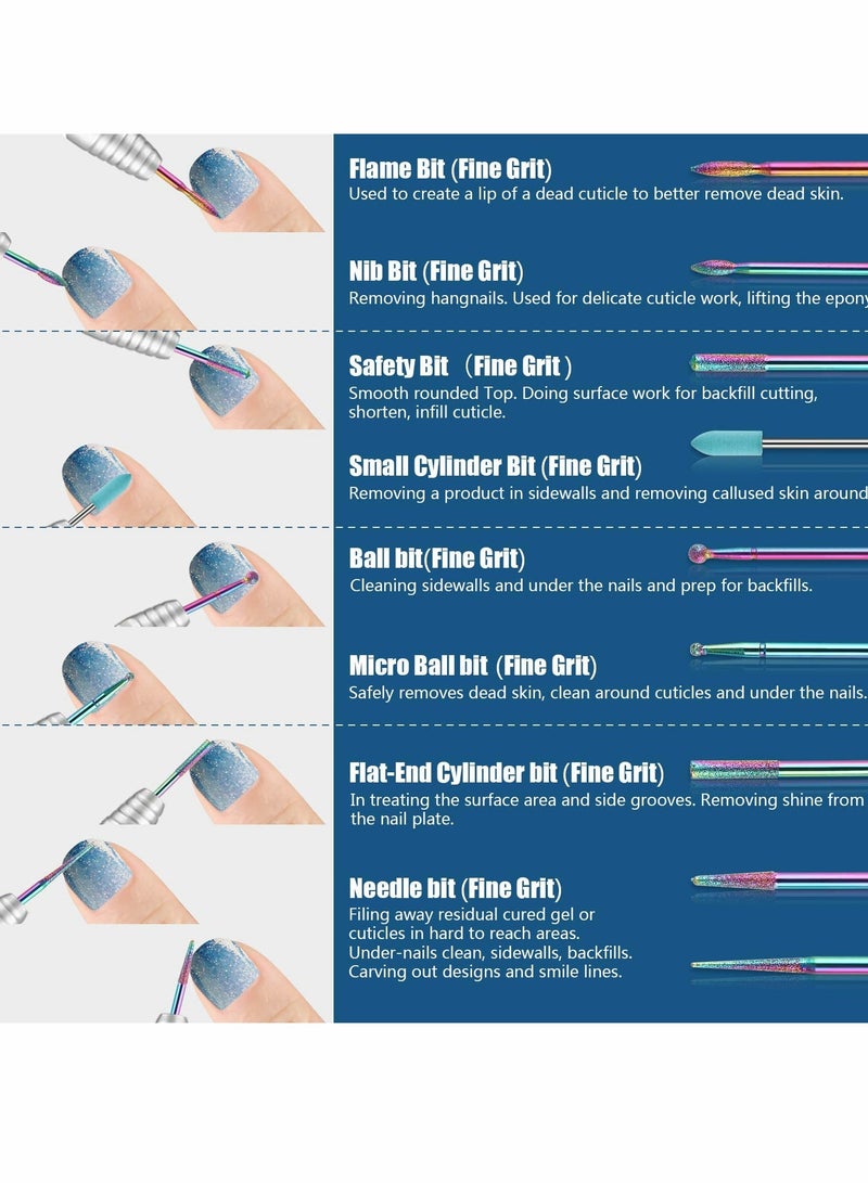 KASTWAVE Nail Drill Bits Sets, 19pcs 3/32 Inch Diamond Cuticle Electric Nail File and Ceramic Acrylic Gel Nail Bit Kit, Acrylic Nail Art Tools, Carbide Cuticle Remover Bits for Manicure Pedicure, Home Salon - Image 3