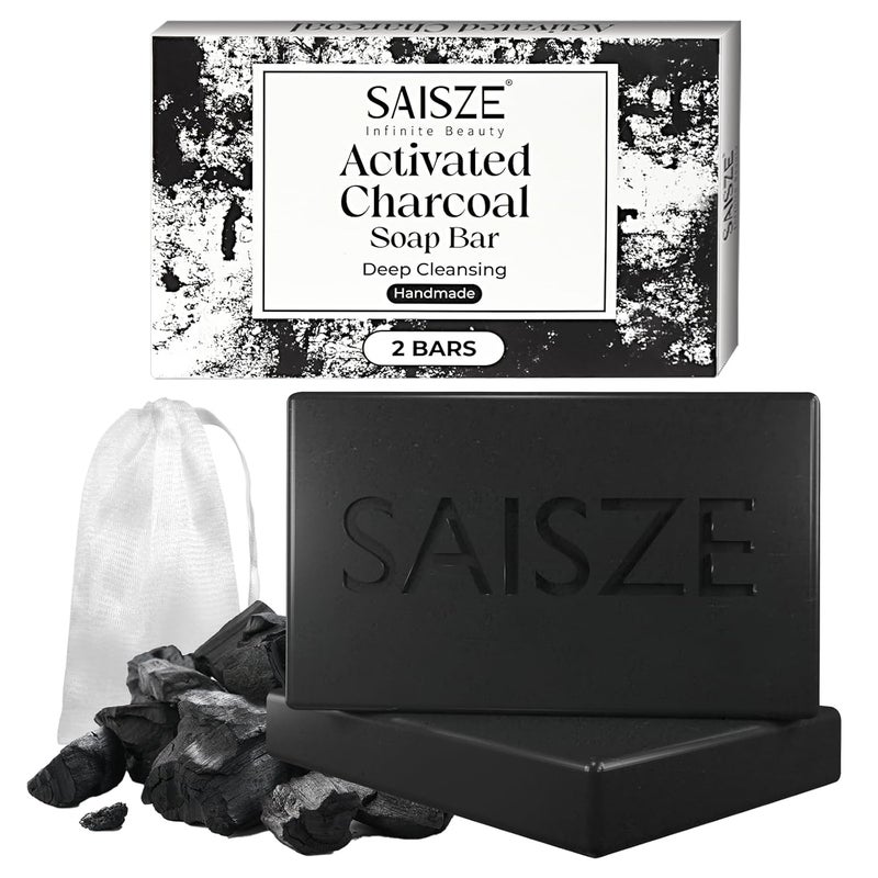 Activated Charcoal Soap Bar for Hormonal Acne and Oil Skin Natural Black Soap Paraben and SulfateFree 8 Ounce