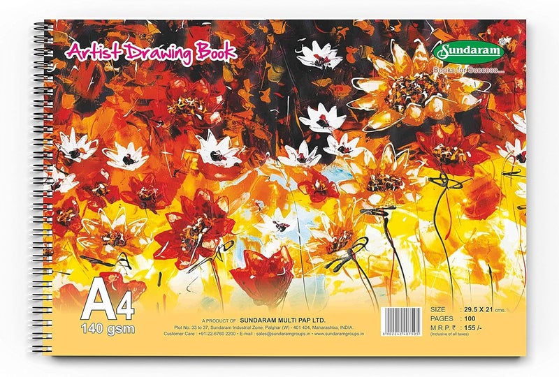 Sundaram Sprial Boumdwiro A4 Drawing Book 100 Pages50 Sheets 295 x 21 cm Pack of 1 - Image 5