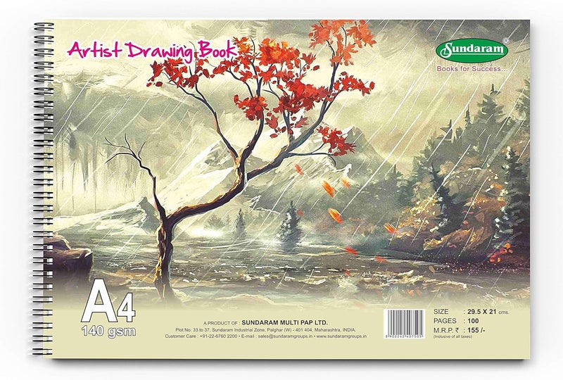 Sundaram Sprial Boumdwiro A4 Drawing Book 100 Pages50 Sheets 295 x 21 cm Pack of 1 - Image 4